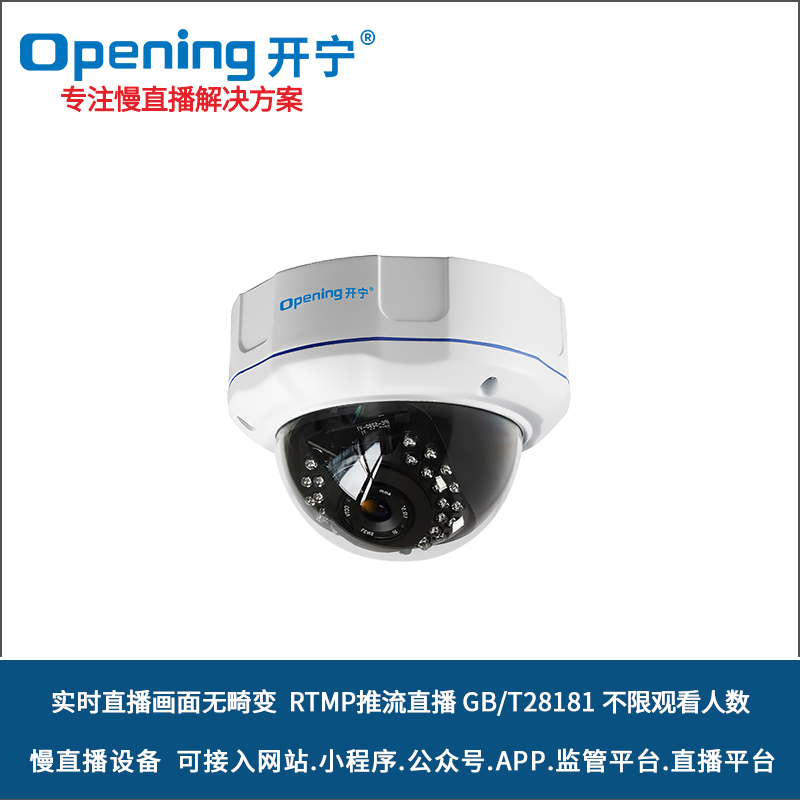 无畸变慢直播防暴半球摄像机 